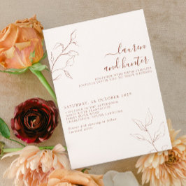 Terracotta Burnt Oranje Script Botanical Wedding Kaart