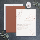 Terracotta Burnt Oranje Script Botanical Wedding Kaart