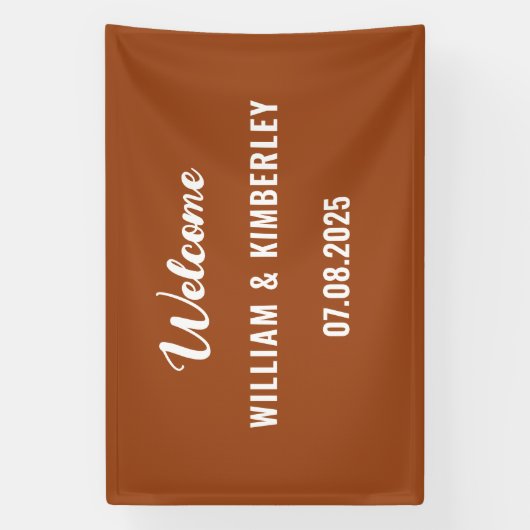 Terracotta Burnt Oranje Simple Modern Wedding Spandoek (Verticaal)