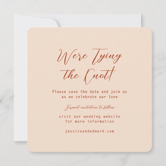 Terracotta Burnt Sinaasappel & Beige Boho Rustiek  Save The Date (Achterkant)