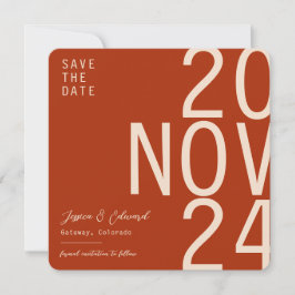 Terracotta Burnt Sinaasappel & Beige Boho Rustiek  Save The Date
