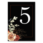 Terracotta Burnt Sinaasappel Bloemen Zwart Bruilof Kaart (Voorkant)