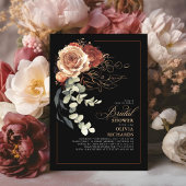 Terracotta Burnt Sinaasappel Bloemen Zwart Vrijgez Kaart