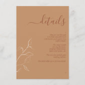 Terracotta Burnt Sinaasappel Botanical Wedding Det Informatiekaartje (Voorkant)