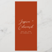 Terracotta Burnt Sinaasappel Eenvoudig Modern Mini Menu (Achterkant)