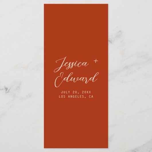 Terracotta Burnt Sinaasappel Eenvoudig Modern Mini Menu (Achterkant)