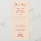 Terracotta Burnt Sinaasappel Eenvoudig Modern Mini Menu (Voorkant)