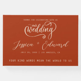 Terracotta Burnt Sinaasappel Elegant Modern Minima Gastenboek