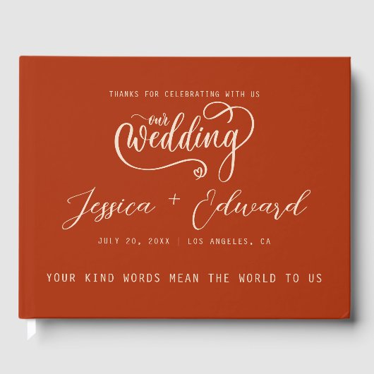 Terracotta Burnt Sinaasappel Elegant Modern Minima Gastenboek (Voorkant)