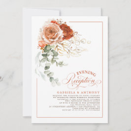 Terracotta Burnt Sinaasappel Flowers Huwelijksrece Kaart