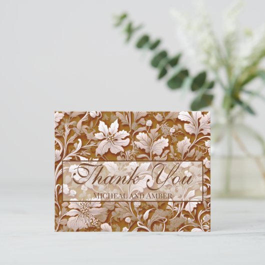 Terracotta Burnt Sinaasappel Modern botanisch Boho Bedankkaart (Staand voorkant)