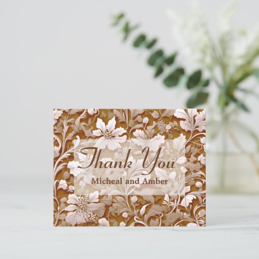 Terracotta Burnt Sinaasappel Modern botanisch Boho Bedankkaart (Staand voorkant)