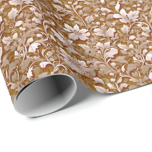 Terracotta Burnt Sinaasappel Modern botanisch Boho Cadeaupapier (Rol Hoek)