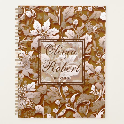 Terracotta Burnt Sinaasappel Modern botanisch Boho Planner (Voorkant)