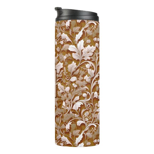 Terracotta Burnt Sinaasappel Modern botanisch Boho Thermosbeker (Geroteerd rechts)