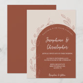 Terracotta Burnt sinaasappel Modern Floral Arch Br Kaart (Voorkant / Achterkant)