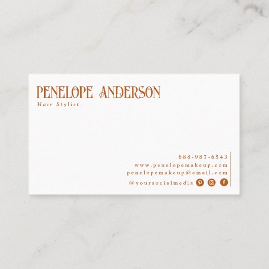 Terracotta Burnt Sinaasappel Neutral Modern Boho Visitekaartje (Achterkant)