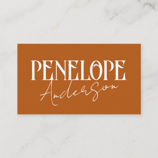Terracotta Burnt Sinaasappel Neutral Modern Boho Visitekaartje (Voorkant)
