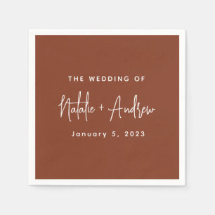 Terracotta Burnt Umber Classic Script Wedding Servet