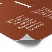 Terracotta Burnt Umber Script Table Seating Chart Poster (Hoek)
