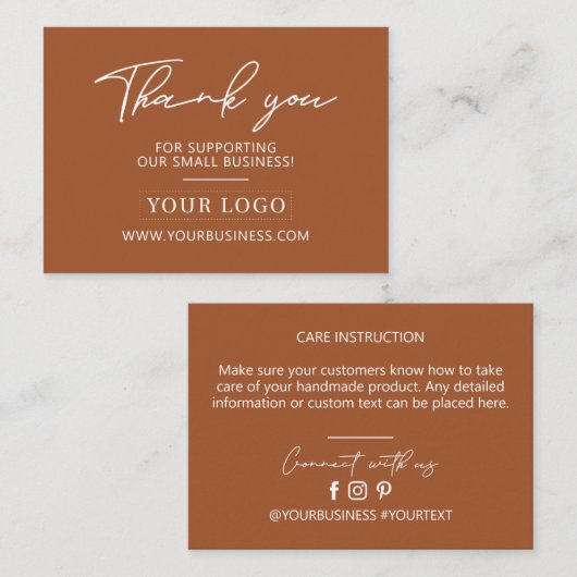 Terracotta Business Logo Hartelijk dank Product Ca Visitekaartje (Voorkant / Achterkant)