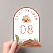 Terracotta Cactus Bruiloft Acryl Tafelnummer (Insitu (Draagbaar))