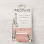 Terracotta & Cactus Bruiloft All In One Uitnodiging (Binnen)