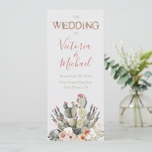 Terracotta & Cactus Bruiloft Fiesta huwelijksprogr Programmakaart (Staand voorkant)