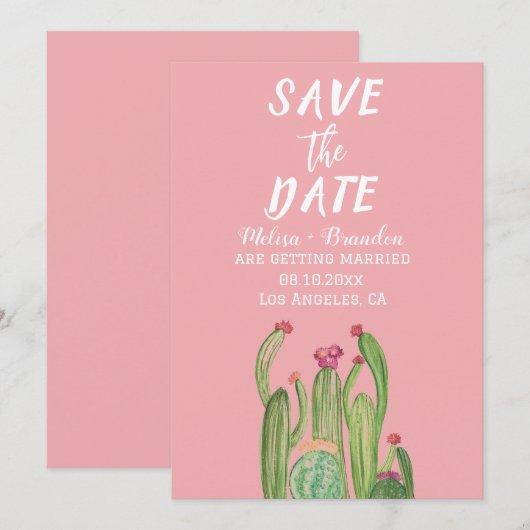 Terracotta Cactus Desert Arizona Rustic Wedding Kaart (Voorkant / Achterkant)