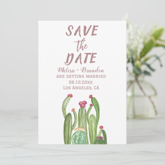 Terracotta Cactus Desert Arizona Rustic Wedding Kaart (Staand voorkant)