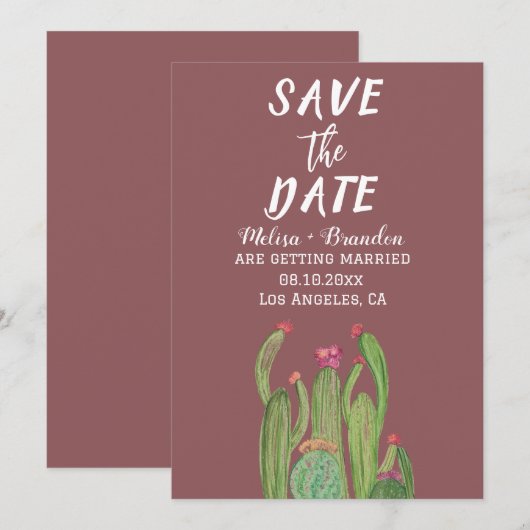 Terracotta Cactus Desert Arizona Rustic Wedding Kaart (Voorkant / Achterkant)