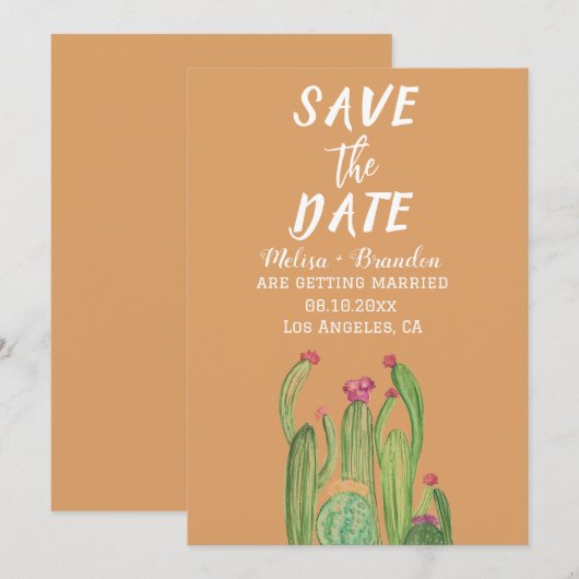 Terracotta Cactus Desert Arizona Rustic Wedding Kaart (Voorkant / Achterkant)