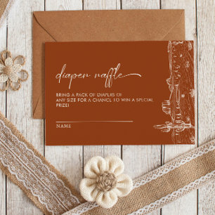 Terracotta Cactus Desert Baby shower Luier Raffle Informatiekaartje