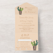 Terracotta Cactus Desert Mexico Arizona Wedding All In One Uitnodiging (Binnen)