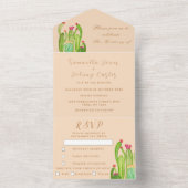 Terracotta Cactus Desert Mexico Arizona Wedding All In One Uitnodiging (Binnen)