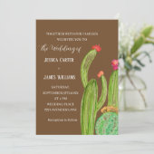 Terracotta Cactus Desert Mexico Waterverf Wedding Kaart (Staand voorkant)