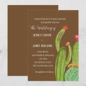 Terracotta Cactus Desert Mexico Waterverf Wedding Kaart (Voorkant / Achterkant)