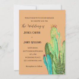 Terracotta Cactus Desert Mexico Waterverf Wedding Kaart