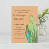 Terracotta Cactus Desert Mexico Waterverf Wedding Kaart (Staand voorkant)