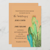 Terracotta Cactus Desert Mexico Waterverf Wedding Kaart (Voorkant / Achterkant)