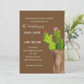 Terracotta Cactus Desert Mexico Waterverf Wedding Kaart (Staand voorkant)