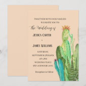 Terracotta Cactus Desert Mexico Waterverf Wedding Kaart (Voorkant / Achterkant)