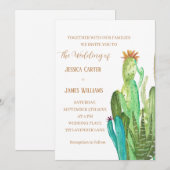 Terracotta Cactus Desert Mexico Waterverf Wedding Kaart (Voorkant / Achterkant)