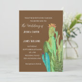 Terracotta Cactus Desert Mexico Waterverf Wedding Kaart (Staand voorkant)