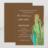 Terracotta Cactus Desert Mexico Waterverf Wedding Kaart (Voorkant / Achterkant)