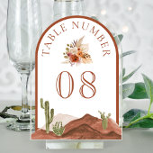 Terracotta Cactus Wedding Acrylic Table Number Acryl Uitnodigingen