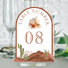 Terracotta Cactus Wedding Acrylic Table Number Acryl Uitnodigingen