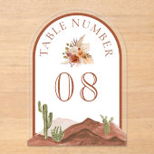 Terracotta Cactus Wedding Acrylic Table Number Acryl Uitnodigingen (Voorkant)