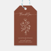 Terracotta Calligrafie Boho Botanische Bedankt Cadeaulabel (Voorkant)