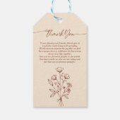 Terracotta Calligrafie Boho Botanische Bedankt Cadeaulabel (Achterkant)